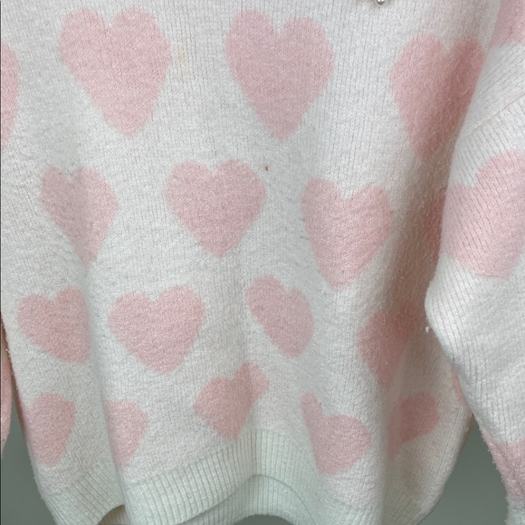 Vince Camuto Pink Heart Pattern Sweater Ladies Size L - Picture 2 of 11